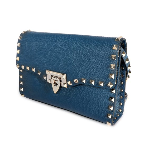 Valentino Navy Grainy Calfskin Rockstud Medium Crossbody Bag - Picture 2 of 7